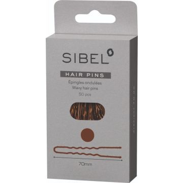 Sibel Postichenaalden geribbeld bruin 70mm-50st